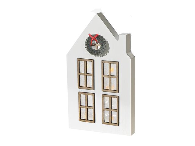 LED WOODEN WHITE HOUSE TABLE TOP DÉCOR (5.91" X 10.24")